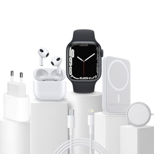 Kit 6 en 1 – Smartwatch + MagSafe + Écouteurs + Chargeur + Adaptateur + Base